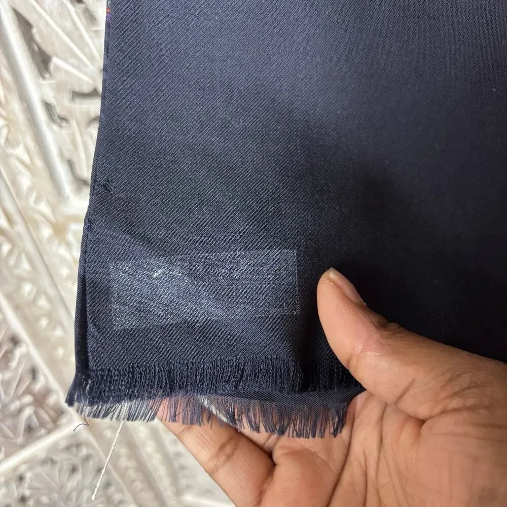 Vintage London Fog Paisley Wool Silk Opera Scarf Blue 11